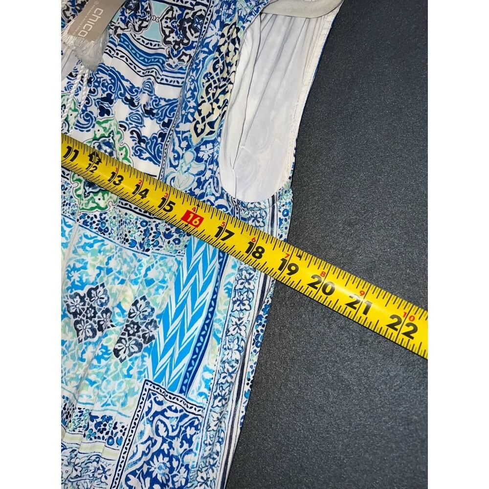 Chico’s Maxi Dress Size 1 Boho Geometric Tile Print Peasant Costal Beach A009018 - Picture 11 of 12